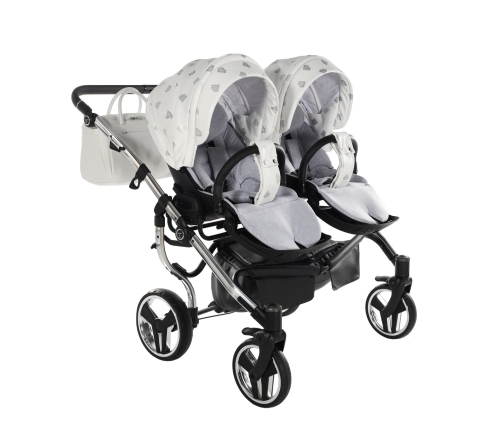 Junama Glow Duo 03 White Silver Коляска для двойняшек 2in1