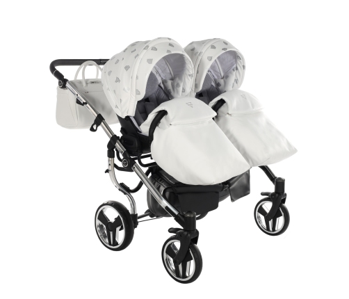 Junama Glow Duo 03 White Silver Коляска для двойняшек 2in1