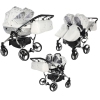 Junama Glow Duo 03 White Silver Dvīņu Ratiņi 3in1