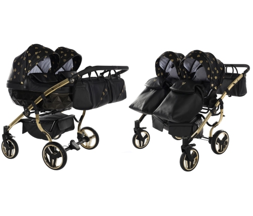 Junama Glow Duo 05 Black Gold Dvīņu Ratiņi 2in1