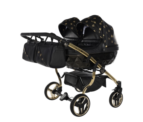 Junama Glow Duo 05 Black Gold Dvīņu Ratiņi 3in1