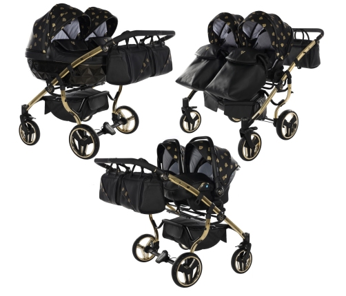 Junama Glow Duo 05 Black Gold Dvīņu Ratiņi 3in1