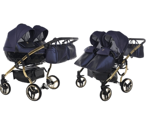 Junama Saphire Duo 01 Navy Blue Dvīņu Ratiņi 2in1