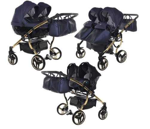 Junama Saphire Duo 01 Navy Blue Dvīņu Ratiņi 3in1