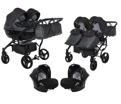 Junama Saphire Duo 02 Black Коляска для двойняшек 3in1