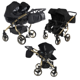 Junama Saphire Duo 03 Black Dvīņu Ratiņi 3in1