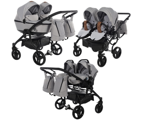 Junama Space Duo 01 Grey Коляска для двойняшек 3in1