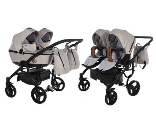 Junama Space Duo 02 Beige Dvīņu Ratiņi 2in1