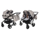 Junama Space Duo 02 Beige Dvīņu Ratiņi 2in1