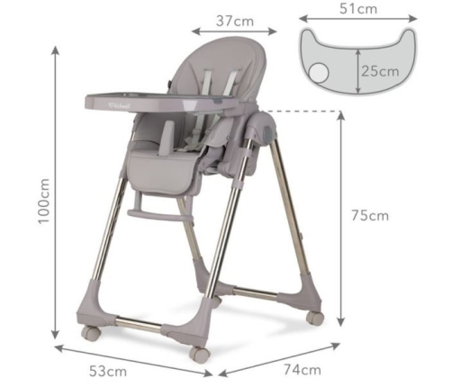 Kidwell Bento Barošanas Krēsls grey