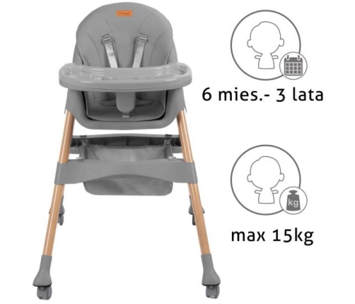 Kidwell Karimi Grey 2in1 Barošanas Krēsls