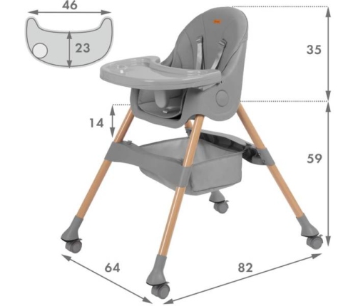 Kidwell Karimi Grey 2in1 Barošanas Krēsls