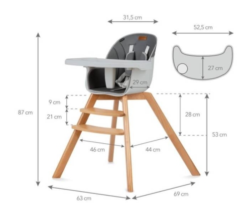 Kidwell Nobis 2in1 Grey Barošanas Krēsls