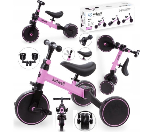 Kidwell Pico Pink Bērnu velosipēds Skrejritenis Trīsritenis Divritenis 3in1