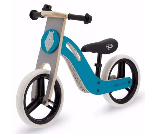 KinderKraft Balance Bike Uniq Turquoise Līdzsvara Ritenis ar koka rāmi