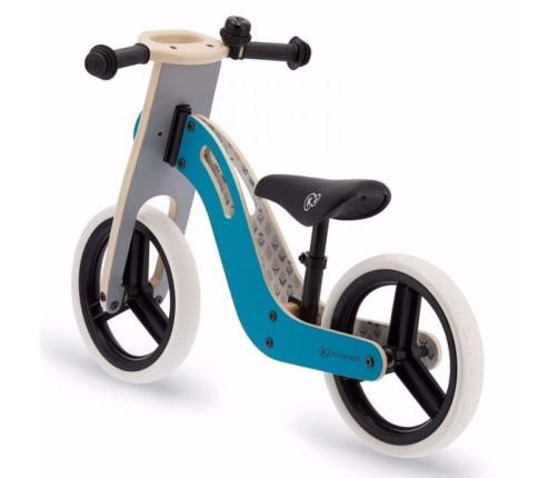 KinderKraft Balance Bike Uniq Turquoise Līdzsvara Ritenis ar koka rāmi