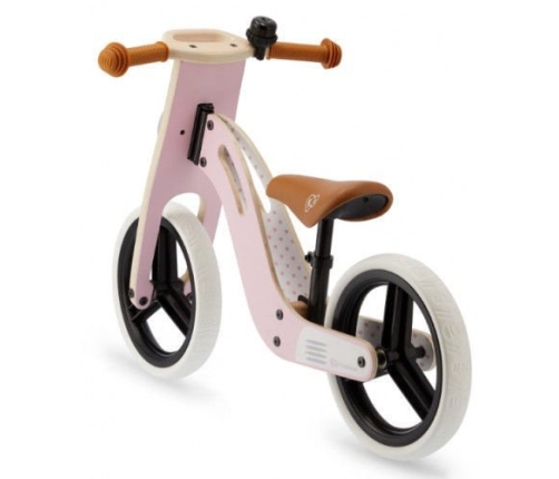 KinderKraft Balance Bike Uniq Pink Līdzsvara Ritenis ar koka rāmi