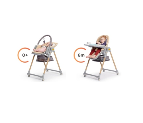 Kinderkraft Lastree Beige Wood Многофункциональный шезлонг и стульчик для кормления  2 в 1