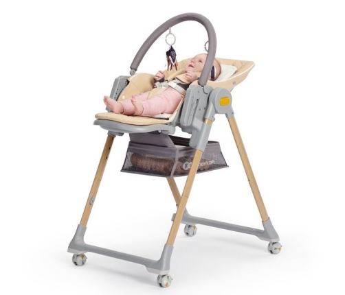 Kinderkraft Lastree 2in1 Beige Wood Daudzfunkcionāls šūpuļkrēsliņš un Barošanas Krēsls