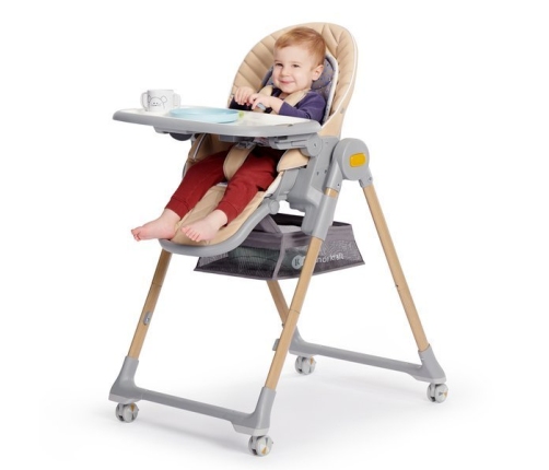 Kinderkraft Lastree Beige Wood Многофункциональный шезлонг и стульчик для кормления  2 в 1