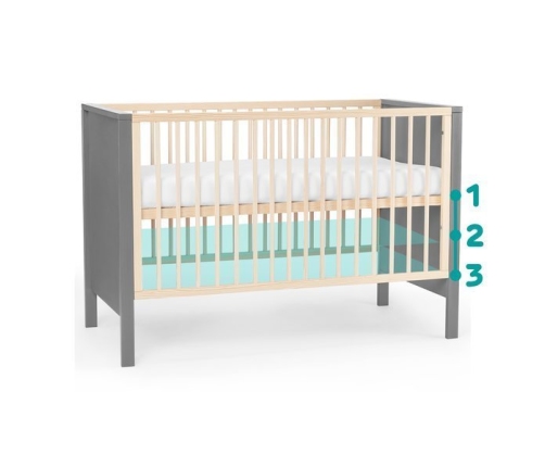 Kinderkraft Mia 2in1 Grey Bērnu gulta + Matracis 120 x 60 cm