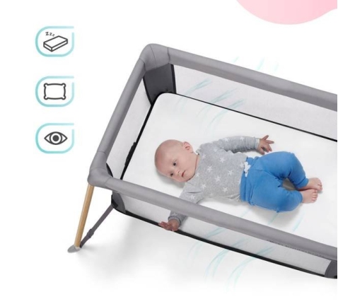 Kinderkraft Movi Grey wooden 2in1 Ceļojumu Gultiņa