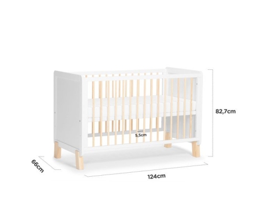 Kinderkraft Nico 2in1 White Bērnu gulta + Barjera + Matracis