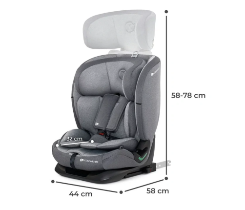 Kinderkraft Oneto 3 I-Size Cool Grey Bērnu Autokrēsls 9-36 kg