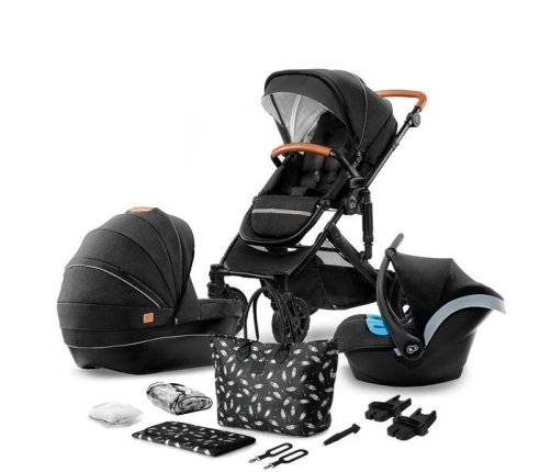 Kinderkraft Prime Black Bērnu Ratiņi 3in1