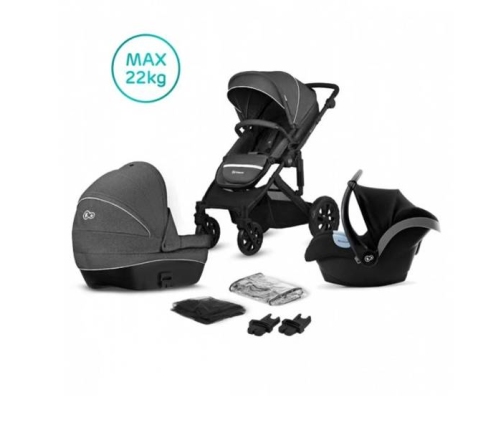 Kinderkraft Prime Lite Black Anthracite Bērnu Ratiņi 3in1