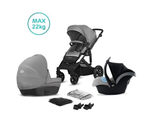 Kinderkraft Prime Lite Grey Bērnu Ratiņi 3in1