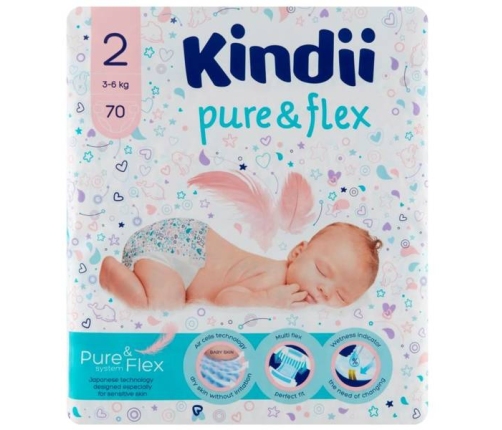 Kindii Pure&Flex autiņbiksītes 2. izmērs 70 gab.