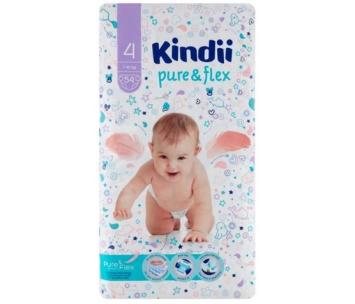 Kindii Pure&Flex autiņbiksītes 4. izmērs 54 gab.