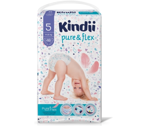 Kindii Pure&Flex autiņbiksītes XL 5. izmērs 48 gab.