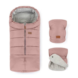 Комплект Спальный мешок Petite&Mars Jibot + Муфта варежки для коляски Jasie Dusty Pink