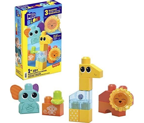 Konstruktors Sensoru 15 el. Fisher Price Mega Bloks Rock N Rattle Safari HKN42