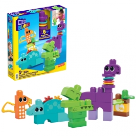 Конструктор Сенсорный 24 шт. Fisher Price Mega Bloks Squeak n Chomp Dinos HKN43