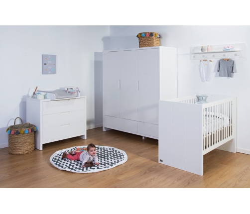 Kumode CHILDHOME Quadro White 3 Drawers + Changing Unit