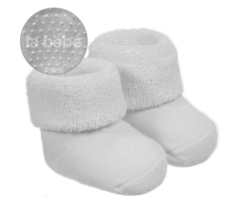 La Bebe Eco Cotton Baby Socks with rubber grip Beige-Grey Dabīgas kokvilnas mazuļu zeķītes