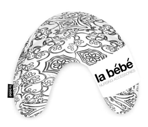 La Bebe Mimi Nursing Cotton Pillow White-Black ornament Подковка для сна, путешествий, кормления малыша 19x46cm