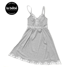 La Bebe Nursing Eclipse Cotton Grey Grūtnieču barošanas naktskrekls ar mežģīnēm