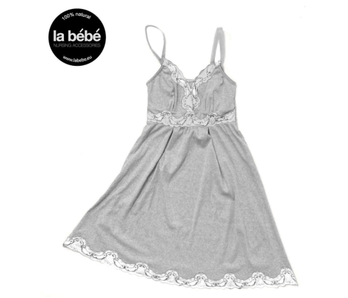 La Bebe Nursing Eclipse Cotton Grey Grūtnieču barošanas naktskrekls ar mežģīnēm