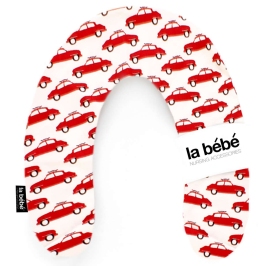 La Bebe Rich Cotton Nursing Maternity Pillow Cars Red-White pakaviņš mazuļa barošanai, gulēšanai