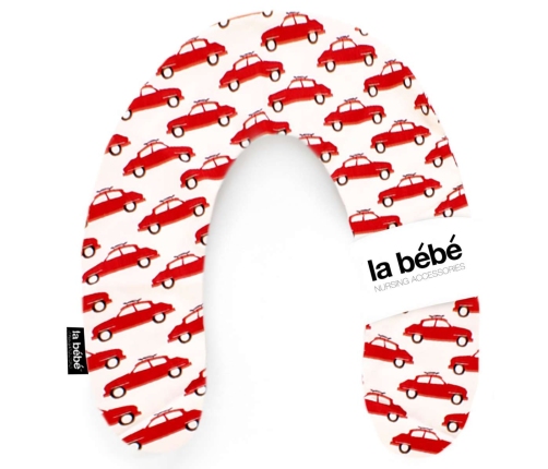 La Bebe Rich Cotton Nursing Maternity Pillow Cars Red-White Подковка для сна, кормления малыша 30x175 cm