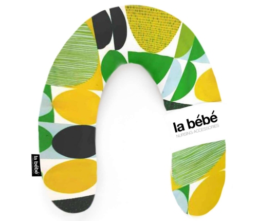 La Bebe Rich Cotton Nursing Maternity Pillow Green yellow circles Pakaviņš pakavs mazuļa barošanai, gulēšanai