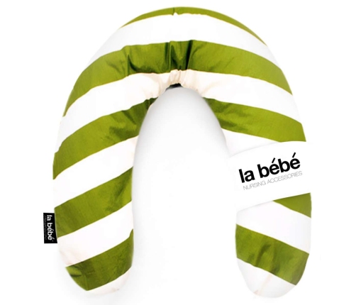 La Bebe Rich Cotton Nursing Maternity Pillow White-Green Подковка для сна, кормления малыша 30x104 cm