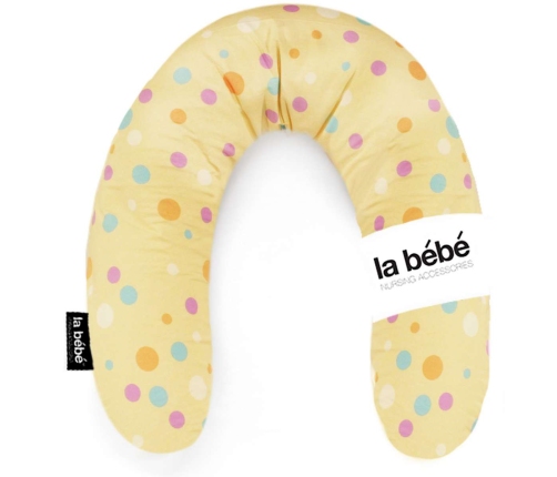 La Bebe Rich Cotton Nursing Maternity Pillow Yellow Dots Pakaviņš pakavs mazuļa barošanai 30x175cm