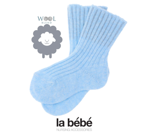 La bebe Wool Angora Socks Light blue Bērnu vilnas zeķītes