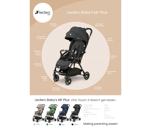 Leclerc Baby Magic Fold Plus Black Прогулочная Коляска