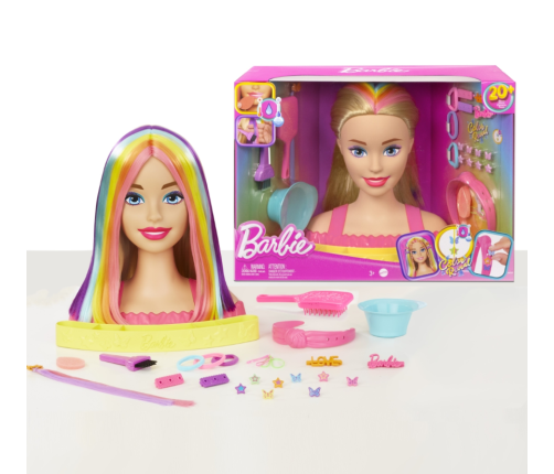 Lelles galva stilizēšanai Barbie Blonde Rainbow Hair HMD78